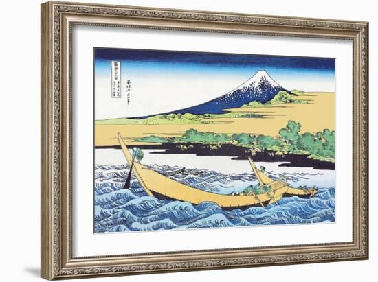 Fishing Boats Within View of Mount Fuji-Katsushika Hokusai-Framed Art Print