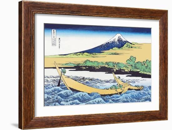 Fishing Boats Within View of Mount Fuji-Katsushika Hokusai-Framed Art Print