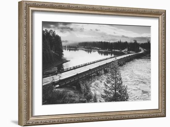 Fishing Bridge Scene in Black and White, Yellowstone National Park-Vincent James-Framed Photographic Print