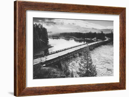 Fishing Bridge Scene in Black and White, Yellowstone National Park-Vincent James-Framed Photographic Print