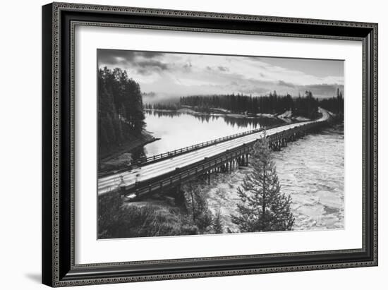 Fishing Bridge Scene in Black and White, Yellowstone National Park-Vincent James-Framed Photographic Print