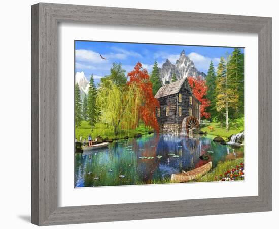 Fishing by the Mill-Dominic Davison-Framed Art Print