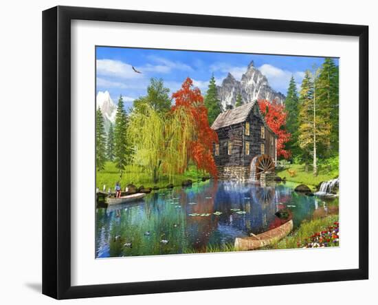 Fishing by the Mill-Dominic Davison-Framed Art Print