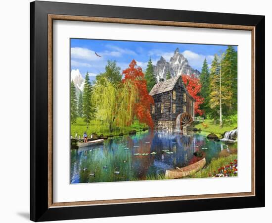 Fishing by the Mill-Dominic Davison-Framed Art Print