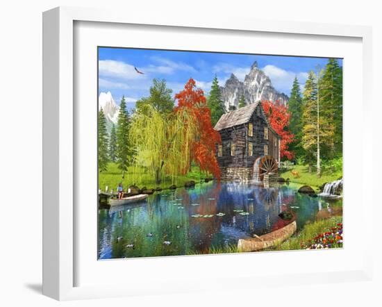 Fishing by the Mill-Dominic Davison-Framed Art Print