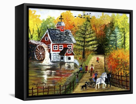 Fishing by the Old Grist Mill-Cheryl Bartley-Framed Premier Image Canvas