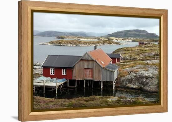 Fishing Cabin on the Island of Villa Near Rorvik, West Norway, Norway, Scandinavia, Europe-David Lomax-Framed Premier Image Canvas