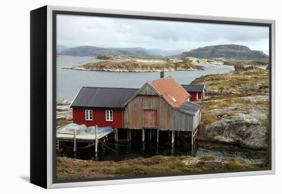 Fishing Cabin on the Island of Villa Near Rorvik, West Norway, Norway, Scandinavia, Europe-David Lomax-Framed Premier Image Canvas