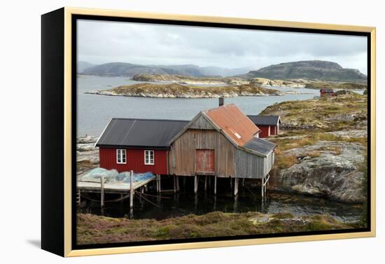 Fishing Cabin on the Island of Villa Near Rorvik, West Norway, Norway, Scandinavia, Europe-David Lomax-Framed Premier Image Canvas
