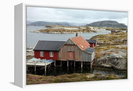 Fishing Cabin on the Island of Villa Near Rorvik, West Norway, Norway, Scandinavia, Europe-David Lomax-Framed Premier Image Canvas