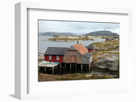Fishing Cabin on the Island of Villa Near Rorvik, West Norway, Norway, Scandinavia, Europe-David Lomax-Framed Photographic Print