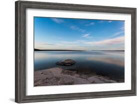 Fishing Cone Jutting Out Into Yellowstone Lake Below Stars, Yellowstone National Park, Wyoming-Mike Cavaroc-Framed Photographic Print