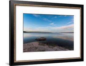 Fishing Cone Jutting Out Into Yellowstone Lake Below Stars, Yellowstone National Park, Wyoming-Mike Cavaroc-Framed Photographic Print
