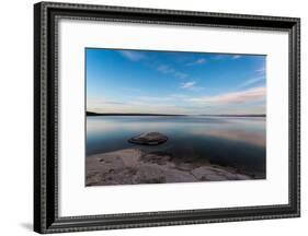 Fishing Cone Jutting Out Into Yellowstone Lake Below Stars, Yellowstone National Park, Wyoming-Mike Cavaroc-Framed Photographic Print
