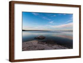 Fishing Cone Jutting Out Into Yellowstone Lake Below Stars, Yellowstone National Park, Wyoming-Mike Cavaroc-Framed Photographic Print