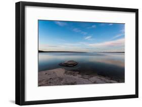 Fishing Cone Jutting Out Into Yellowstone Lake Below Stars, Yellowstone National Park, Wyoming-Mike Cavaroc-Framed Photographic Print