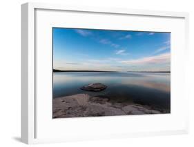 Fishing Cone Jutting Out Into Yellowstone Lake Below Stars, Yellowstone National Park, Wyoming-Mike Cavaroc-Framed Photographic Print