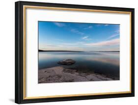 Fishing Cone Jutting Out Into Yellowstone Lake Below Stars, Yellowstone National Park, Wyoming-Mike Cavaroc-Framed Photographic Print
