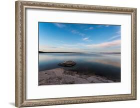 Fishing Cone Jutting Out Into Yellowstone Lake Below Stars, Yellowstone National Park, Wyoming-Mike Cavaroc-Framed Photographic Print