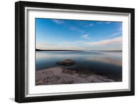 Fishing Cone Jutting Out Into Yellowstone Lake Below Stars, Yellowstone National Park, Wyoming-Mike Cavaroc-Framed Photographic Print
