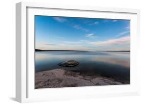 Fishing Cone Jutting Out Into Yellowstone Lake Below Stars, Yellowstone National Park, Wyoming-Mike Cavaroc-Framed Photographic Print
