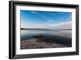 Fishing Cone Jutting Out Into Yellowstone Lake Below Stars, Yellowstone National Park, Wyoming-Mike Cavaroc-Framed Photographic Print