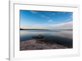 Fishing Cone Jutting Out Into Yellowstone Lake Below Stars, Yellowstone National Park, Wyoming-Mike Cavaroc-Framed Photographic Print