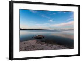Fishing Cone Jutting Out Into Yellowstone Lake Below Stars, Yellowstone National Park, Wyoming-Mike Cavaroc-Framed Photographic Print