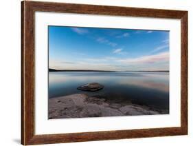 Fishing Cone Jutting Out Into Yellowstone Lake Below Stars, Yellowstone National Park, Wyoming-Mike Cavaroc-Framed Photographic Print