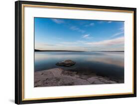 Fishing Cone Jutting Out Into Yellowstone Lake Below Stars, Yellowstone National Park, Wyoming-Mike Cavaroc-Framed Photographic Print