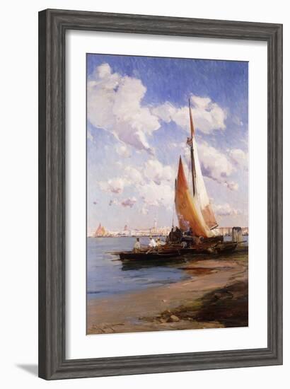 Fishing Craft with the Rivere degli Schiavoni, Venice, beyond-E. Aubrey Hunt-Framed Giclee Print