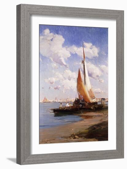 Fishing Craft with the Rivere degli Schiavoni, Venice, beyond-E. Aubrey Hunt-Framed Giclee Print