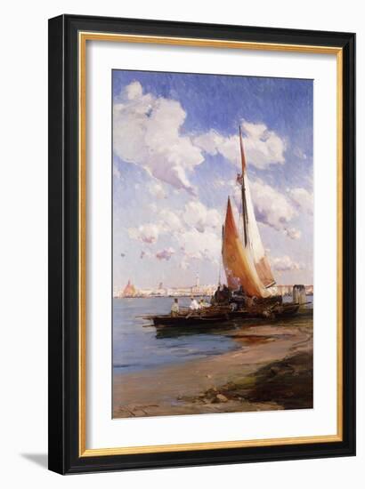 Fishing Craft with the Rivere degli Schiavoni, Venice, beyond-E. Aubrey Hunt-Framed Giclee Print