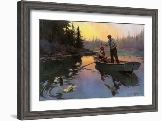 Fishing for Bass From a Rowboat in the north Woods-null-Framed Giclee Print