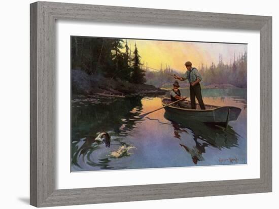 Fishing for Bass From a Rowboat in the north Woods-null-Framed Giclee Print