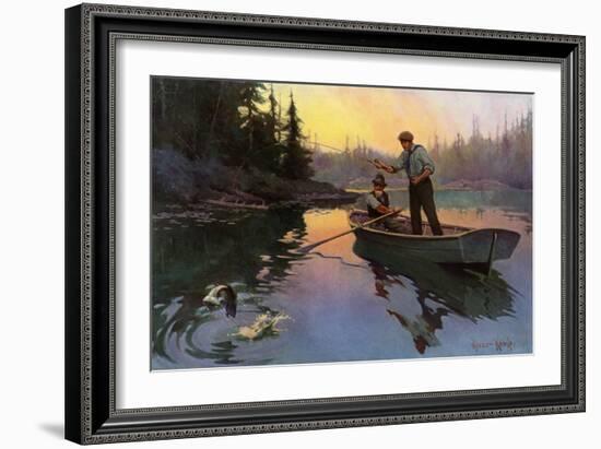 Fishing for Bass From a Rowboat in the north Woods-null-Framed Giclee Print