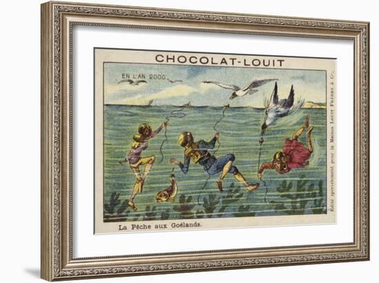 Fishing for Seagulls in the Year 2000-null-Framed Giclee Print