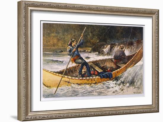 Fishing for Trout in Rapids Canada-Frank Feller-Framed Art Print