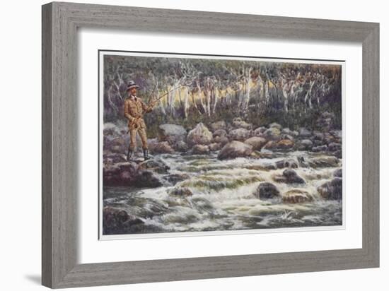 Fishing for Trout in the Snowy River Australia-Percy F.s. Spence-Framed Art Print