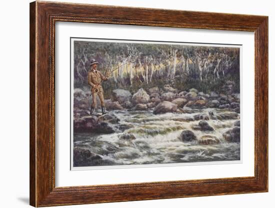 Fishing for Trout in the Snowy River Australia-Percy F.s. Spence-Framed Art Print