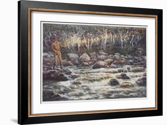 Fishing for Trout in the Snowy River Australia-Percy F.s. Spence-Framed Art Print