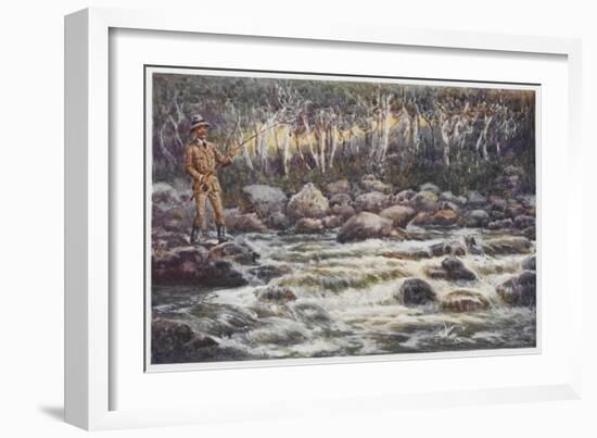 Fishing for Trout in the Snowy River Australia-Percy F.s. Spence-Framed Art Print