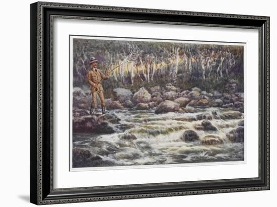 Fishing for Trout in the Snowy River Australia-Percy F.s. Spence-Framed Art Print