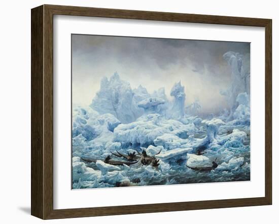 Fishing for Walrus in the Arctic Ocean, 1841-Francois Auguste Biard-Framed Giclee Print