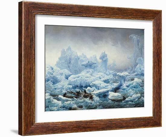 Fishing for Walrus in the Arctic Ocean, 1841-Francois Auguste Biard-Framed Giclee Print