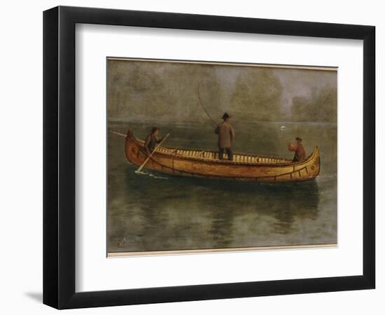 Fishing from a Canoe-Albert Bierstadt-Framed Giclee Print