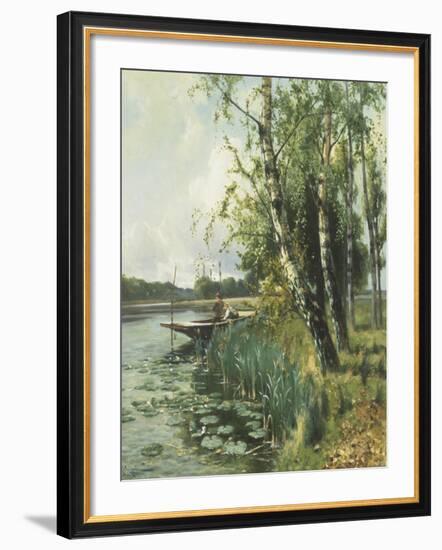 Fishing from a Punt-Arthur Walker Redgate-Framed Giclee Print