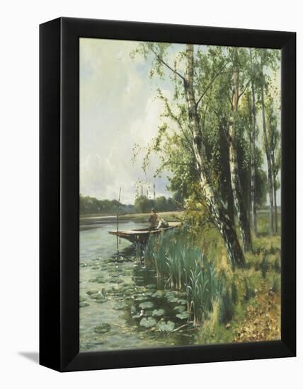 Fishing from a Punt-Arthur Walker Redgate-Framed Premier Image Canvas