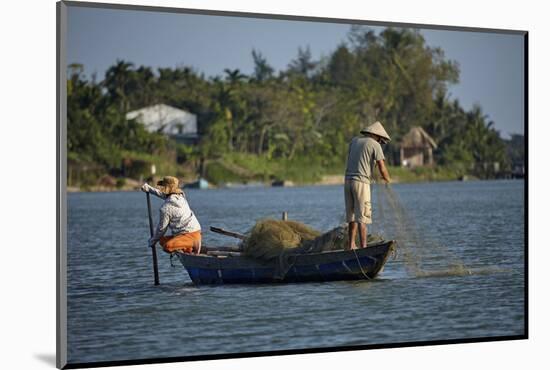 Fishing from boat on Thu Bon River, Hoi An, Vietnam-David Wall-Mounted Photographic Print