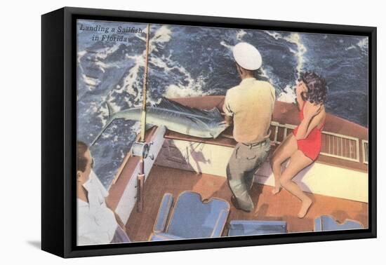 Fishing from Motorboat, Florida-null-Framed Stretched Canvas